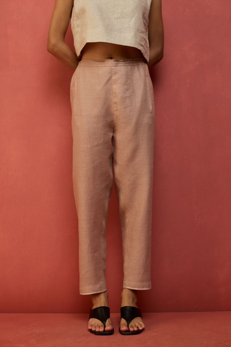 Wera Tapered Linen Pants - Dusty Rose by Manan for Worldwide