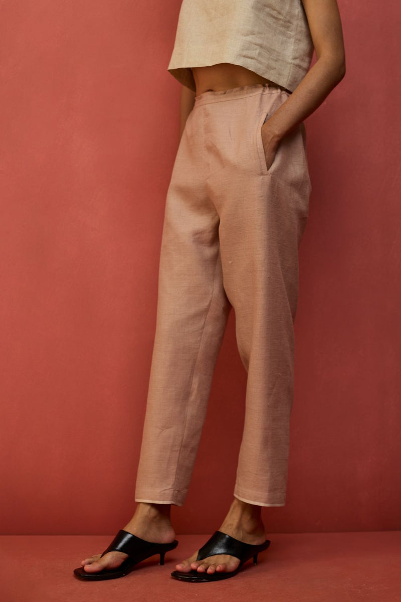 Wera Tapered Linen Pants - Dusty Rose by Manan for Worldwide