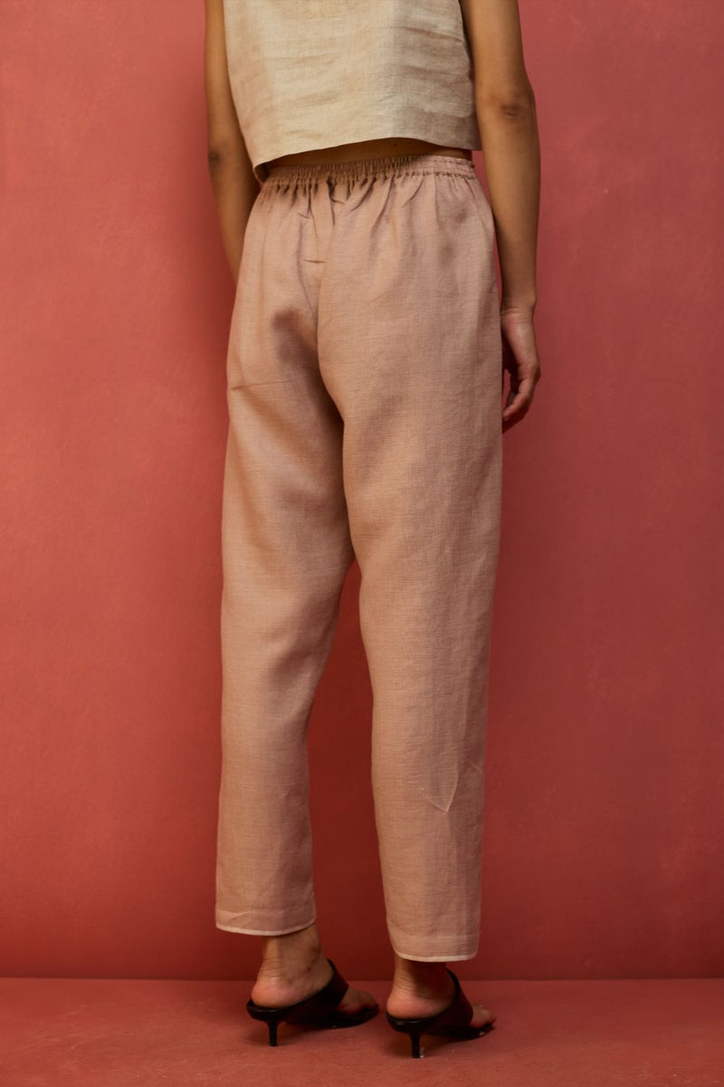Wera Tapered Linen Pants - Dusty Rose by Manan for Worldwide