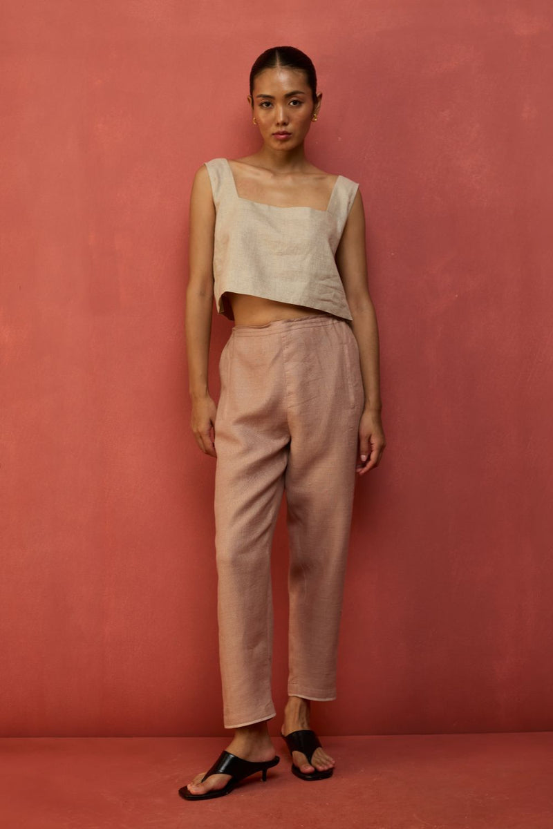 Wera Tapered Linen Pants - Dusty Rose by Manan for Worldwide