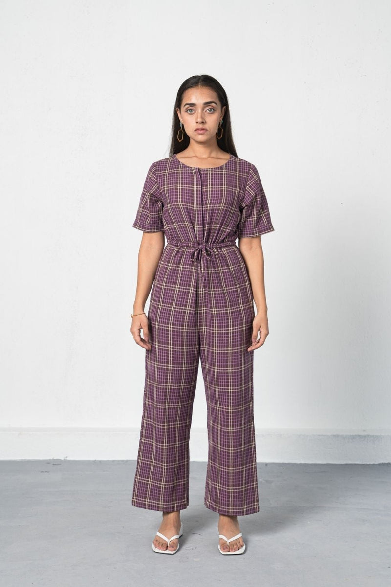 Purple Fields handwoven organic cotton jumpsuit Jumpsuits by SUI for women Worldwide