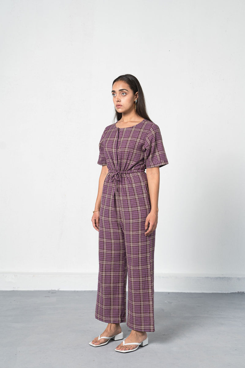Purple Fields handwoven organic cotton jumpsuit Jumpsuits by SUI for women Worldwide