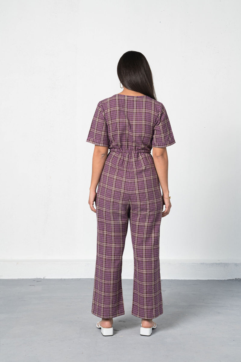 Purple Fields handwoven organic cotton jumpsuit Jumpsuits by SUI for women Worldwide