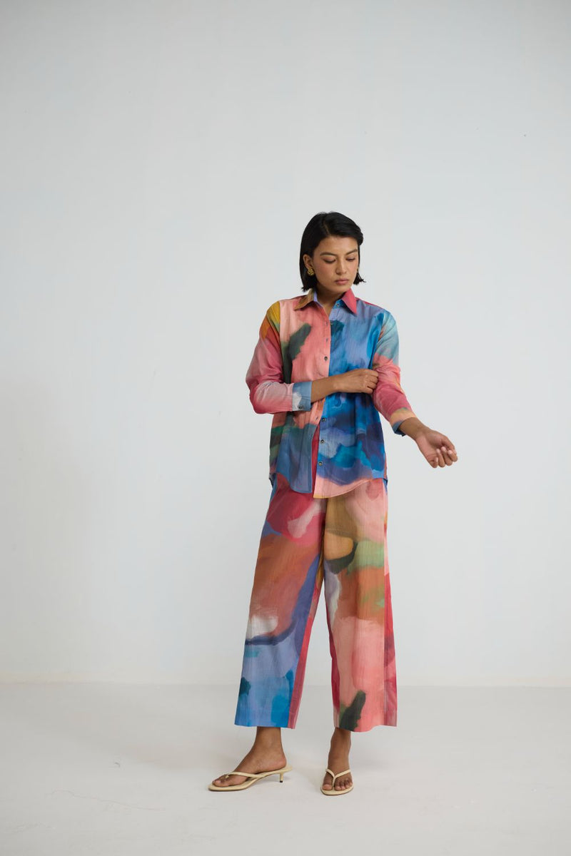 RAINBOW GARDEN COTTON CO-ORD SET cotton cambric co-ord set by YAM in multicolor for women Worldwide