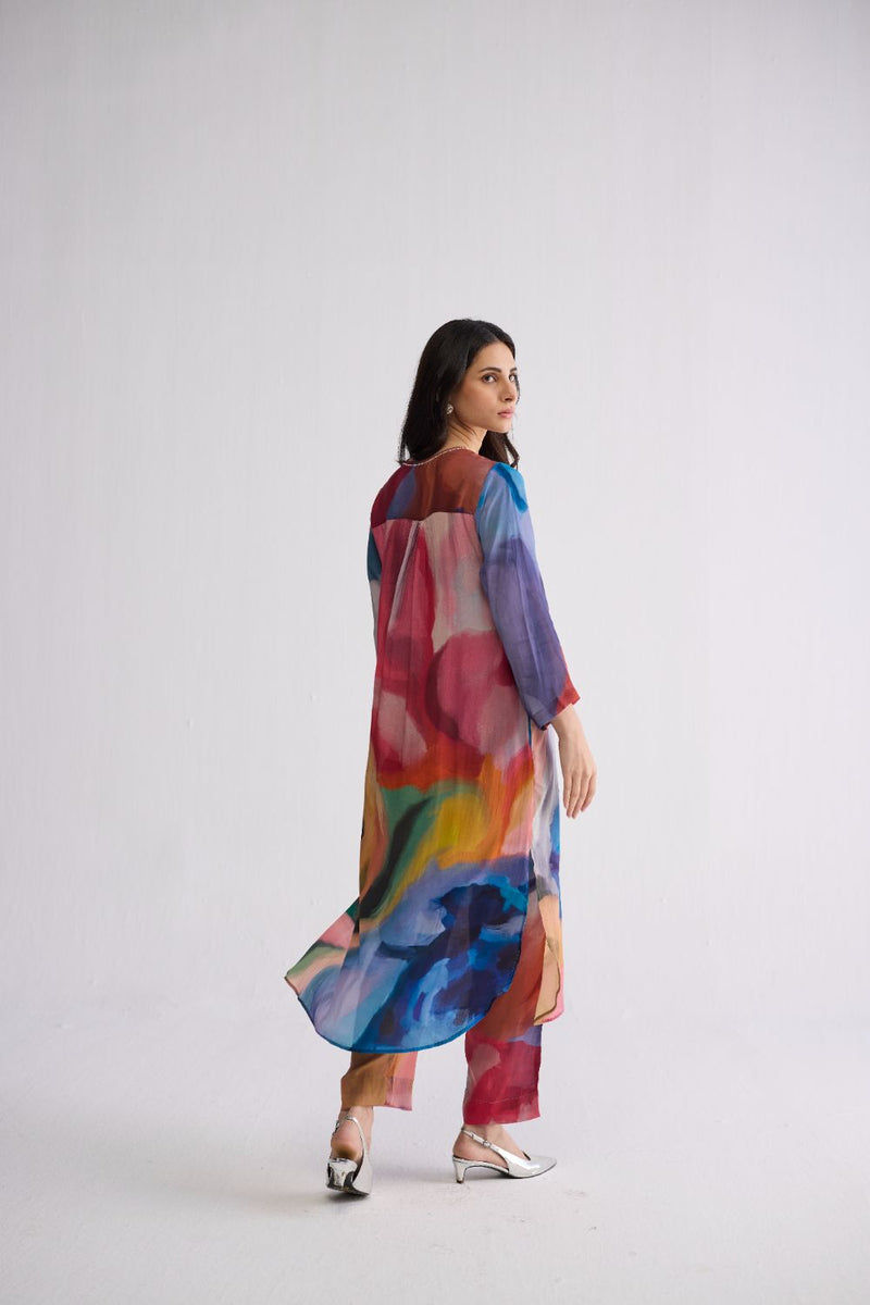 RAINBOW GARDEN LONG KURTA SET crepe kurta/kurta set by YAM in multicolor for women Worldwide