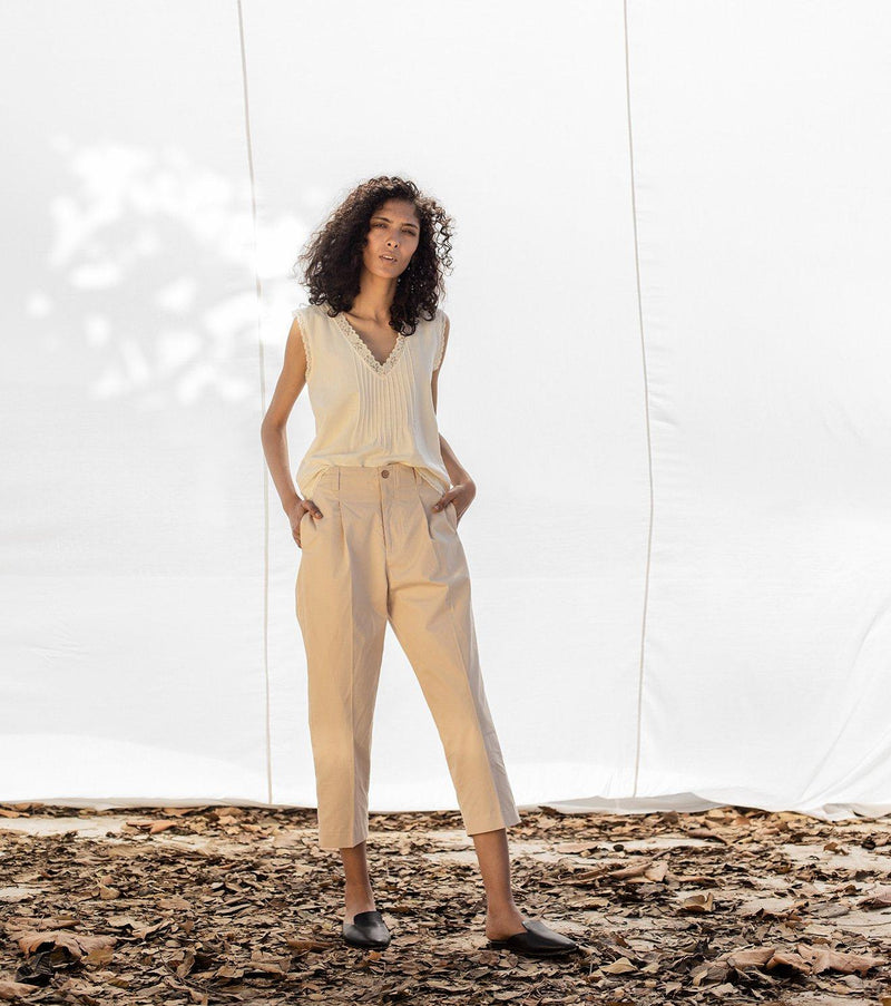 Rambling Cropped Trouser Bottoms by Khara Kapas for women Worldwide