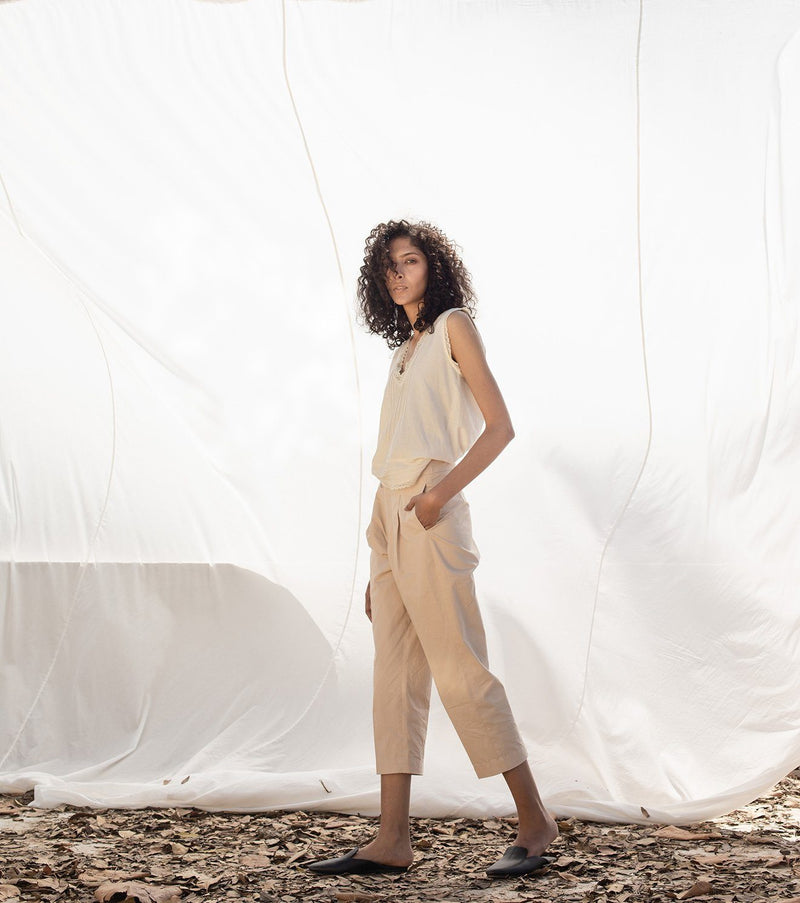 Rambling Cropped Trouser Bottoms by Khara Kapas for women Worldwide