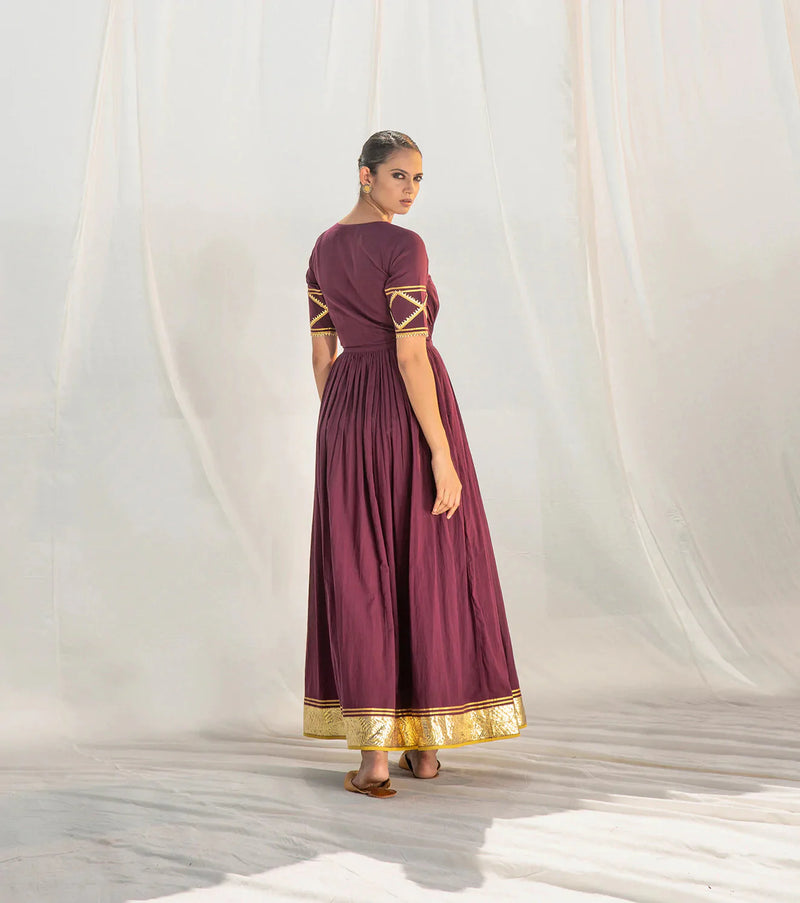 Rangmanch Pleated Gown Indo-Western Wear by Khara Kapas for women Worldwide