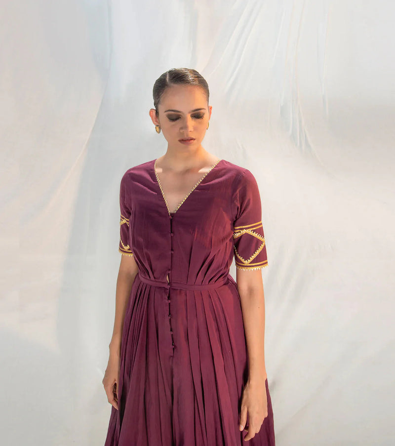 Rangmanch Pleated Gown Indo-Western Wear by Khara Kapas for women Worldwide