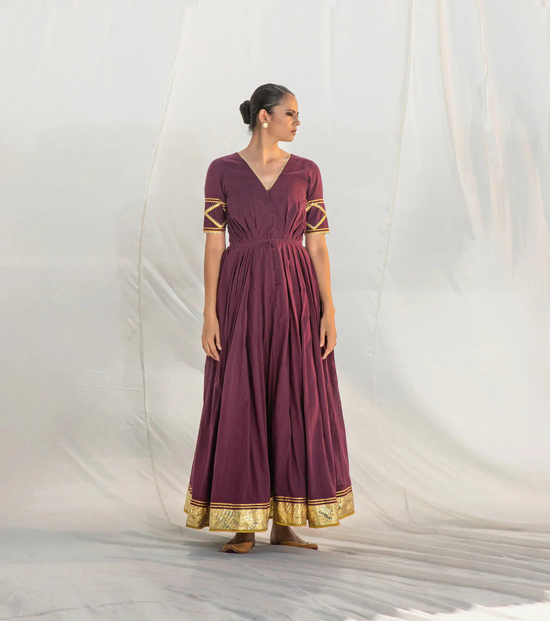 Rangmanch Pleated Gown Indo-Western Wear by Khara Kapas for women Worldwide