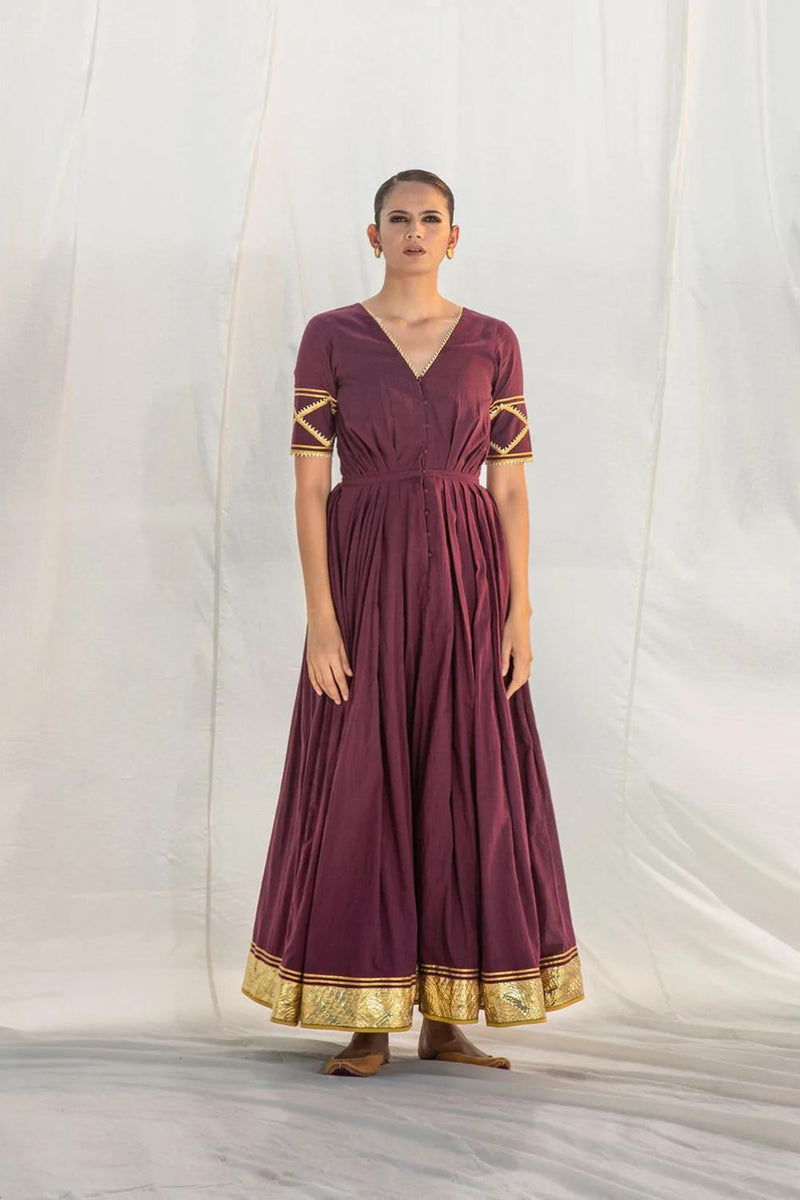 Rangmanch Pleated Gown Indo-Western Wear by Khara Kapas for women Worldwide