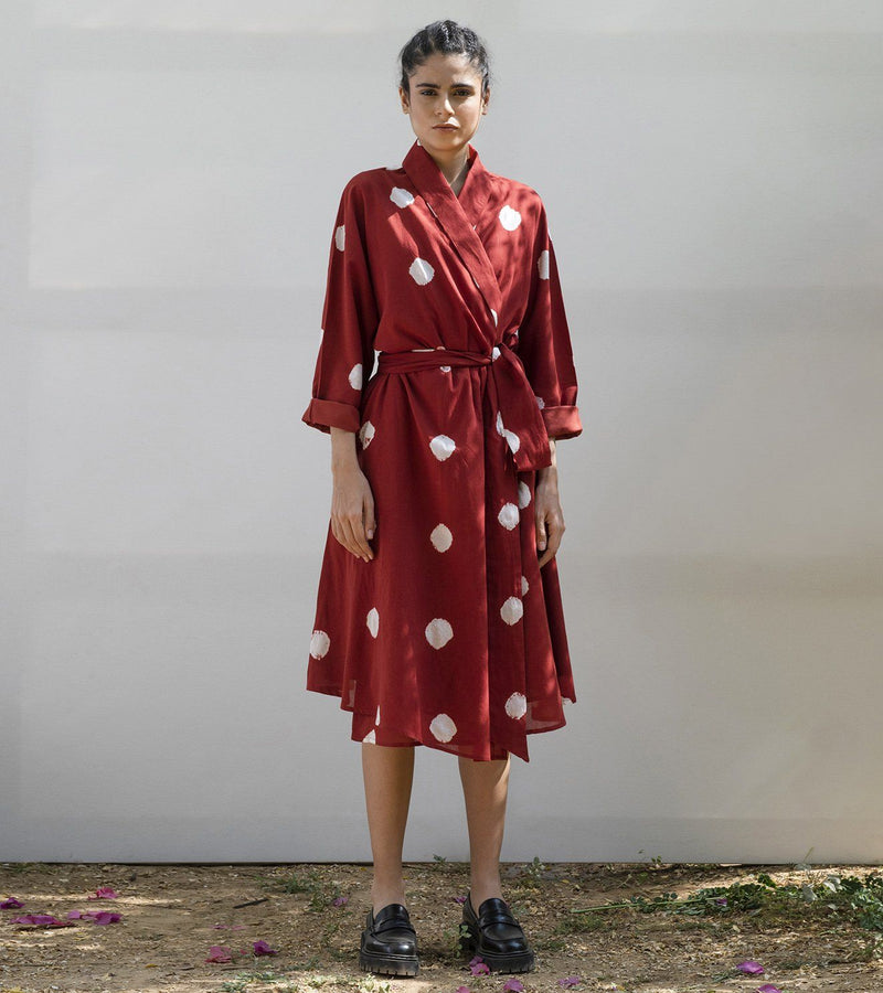 Red Cedar Wrap Dress Dress by Khara Kapas for women Worldwide
