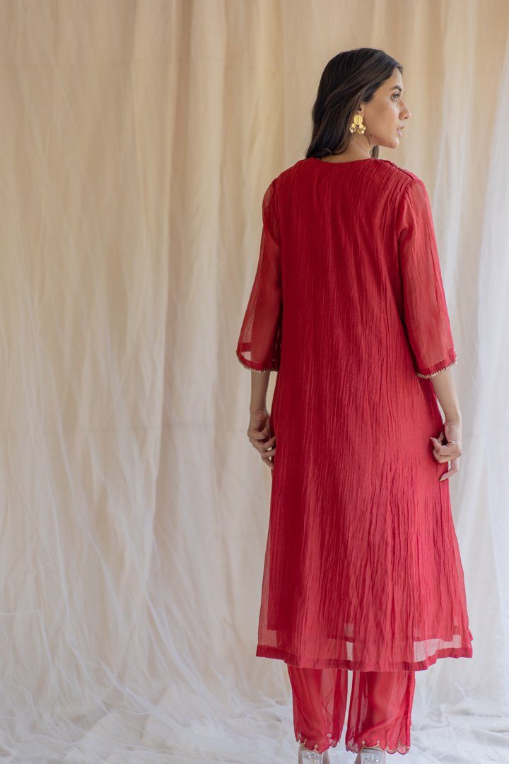 Red Fridaus Abho and Izaar by Nirjara for women Worldwide
