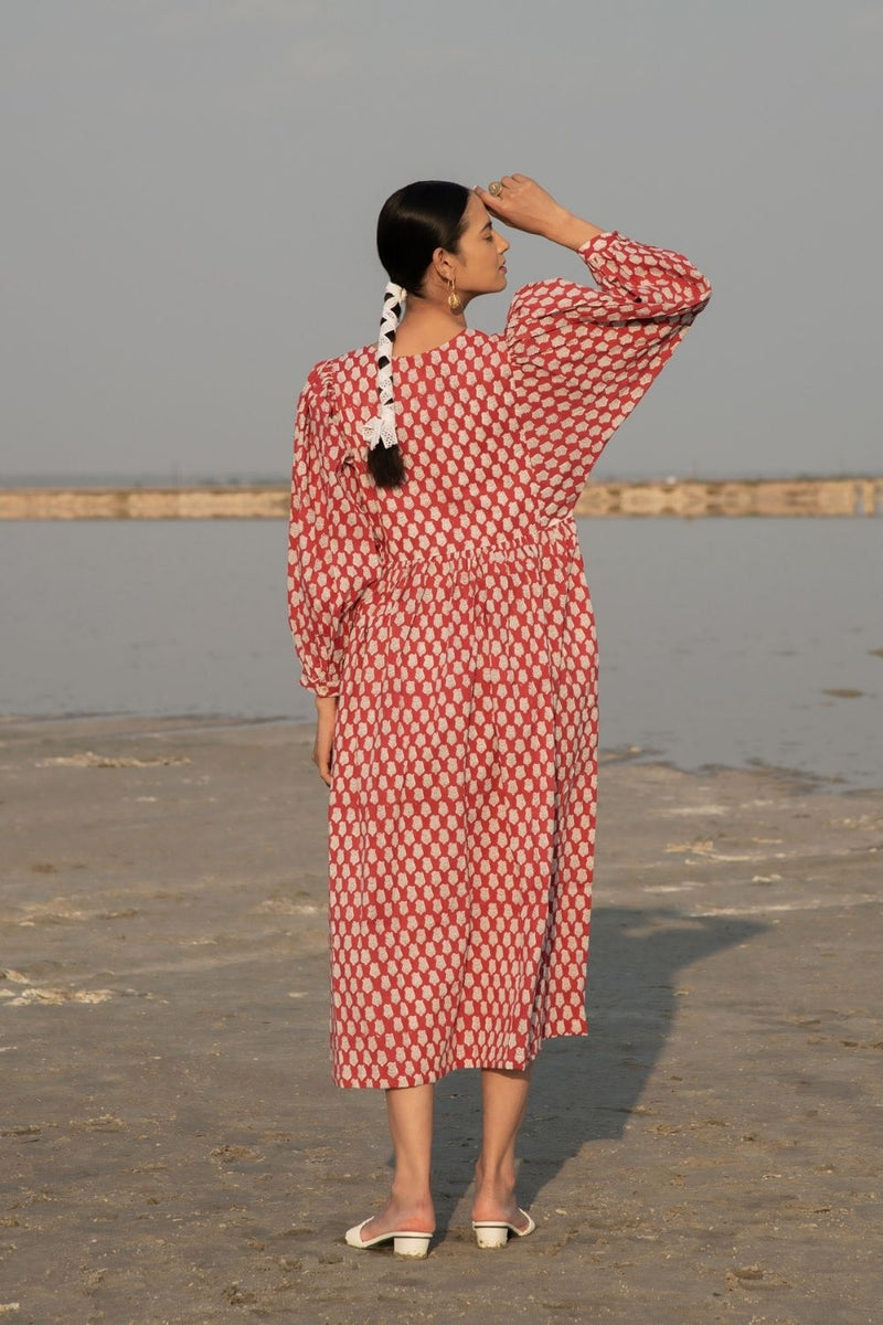 Red Lotus Gather Dress Top & Tunics,Dress by Marche for women Worldwide