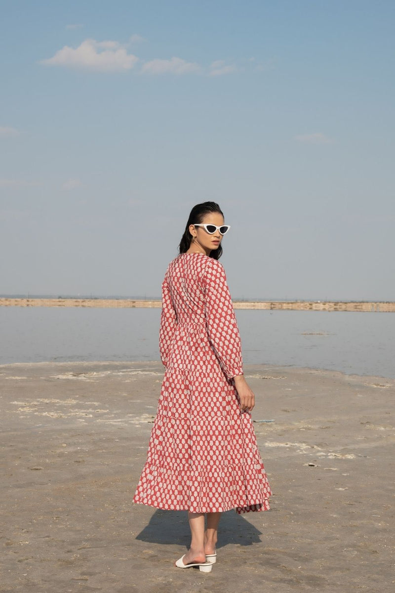 Red Lotus Tier Wrap Dress Top & Tunics,Dress by Marche for women Worldwide