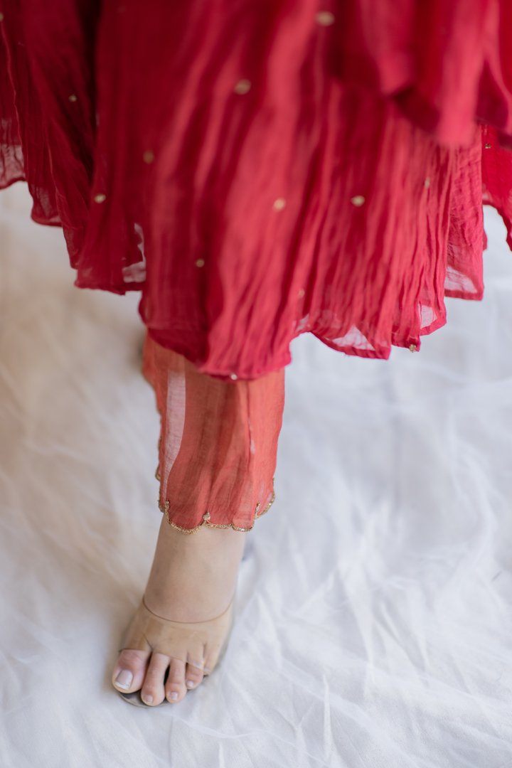 Red Nasim Jama and Shameez by Nirjara for women Worldwide