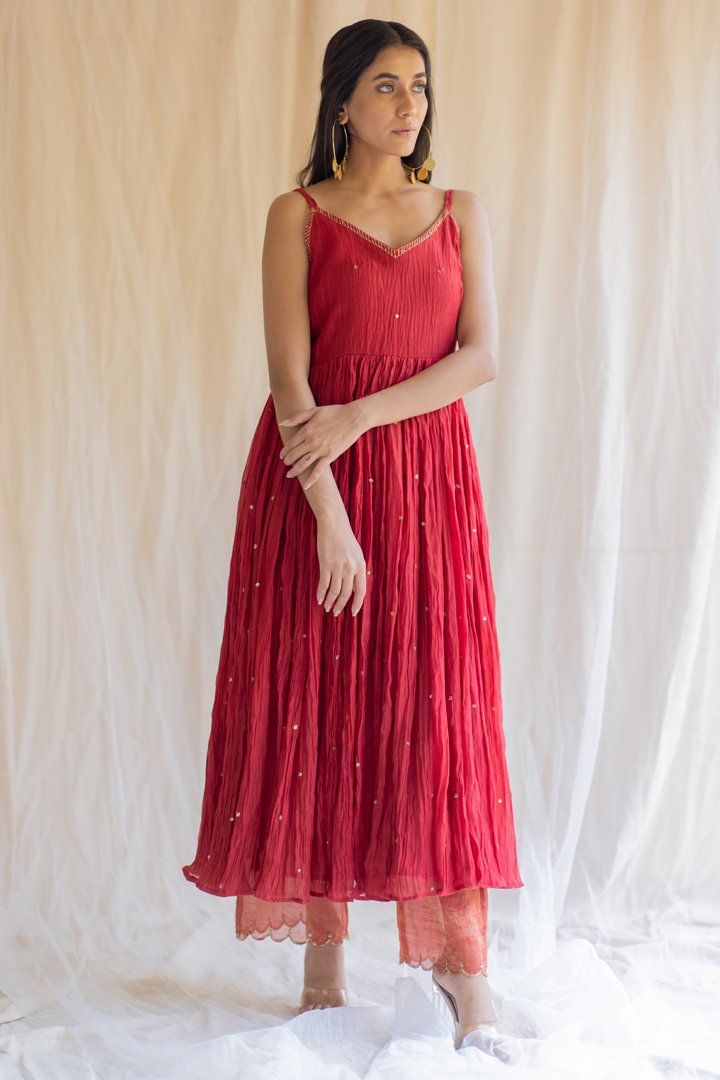 Red Nasim Jama by Nirjara for women Worldwide