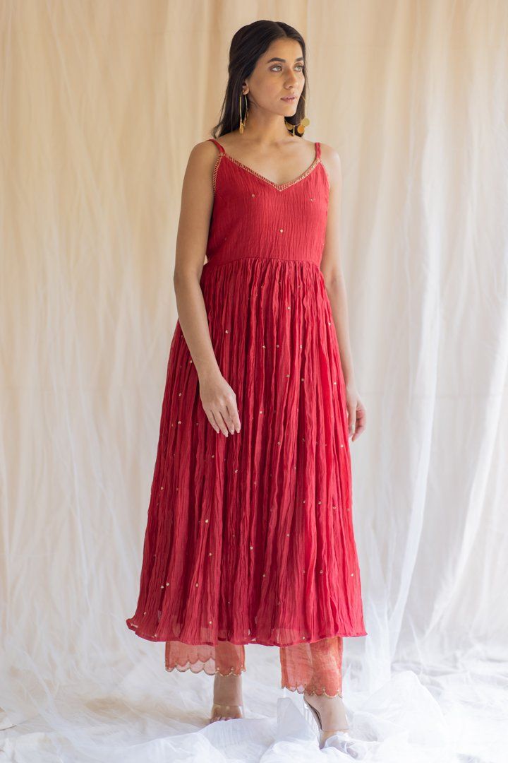 Red Nasim Jama by Nirjara for women Worldwide