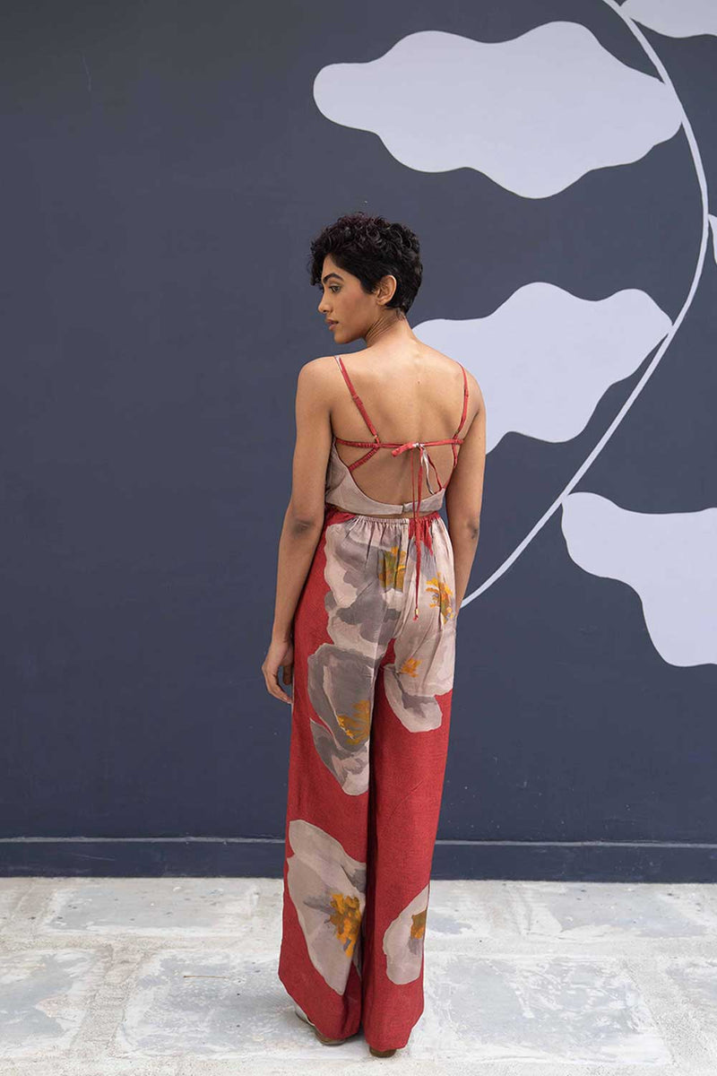 RED POPPIES JUMPSUIT Indo-Western Wear by Yam for women Worldwide