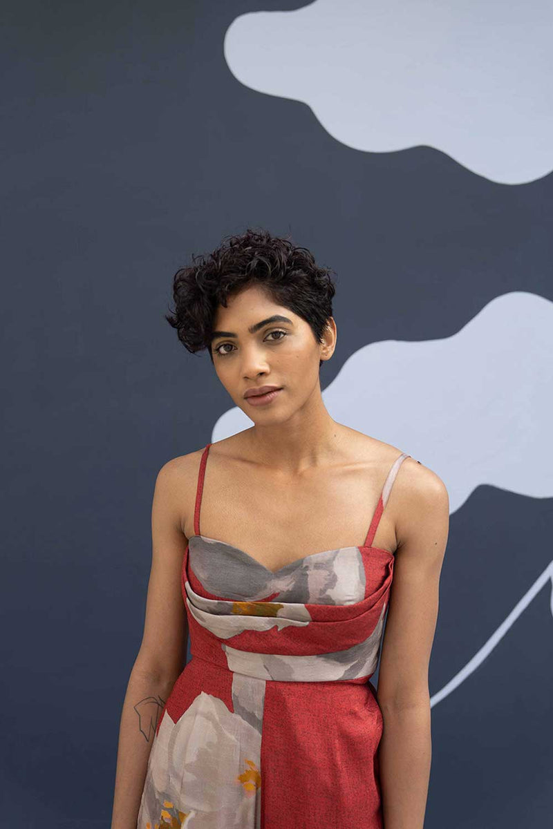 RED POPPIES JUMPSUIT Indo-Western Wear by Yam for women Worldwide