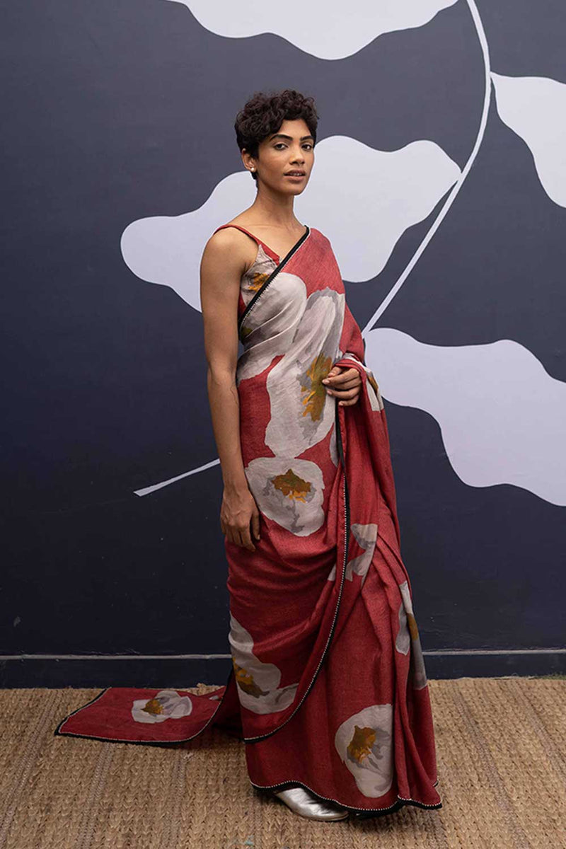 RED POPPIES SAREE Sarees by Yam for women Worldwide