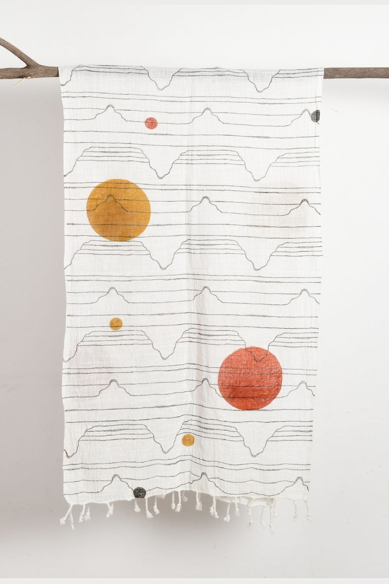 RED SUN MOON SCARF by Rias for women Worldwide
