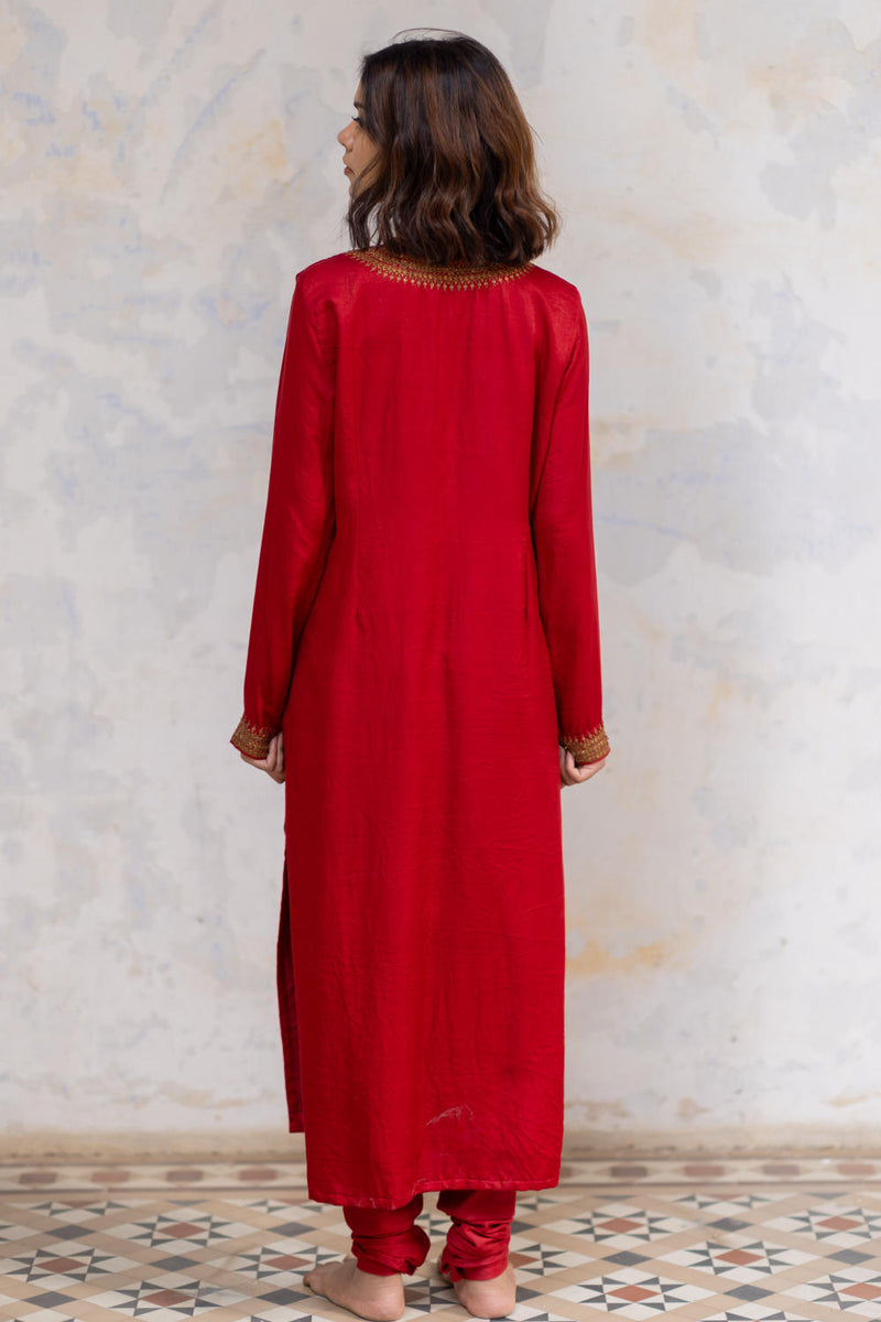 Red Zeenat Kurta Set Kurta Sets by Nirjara for women Worldwide