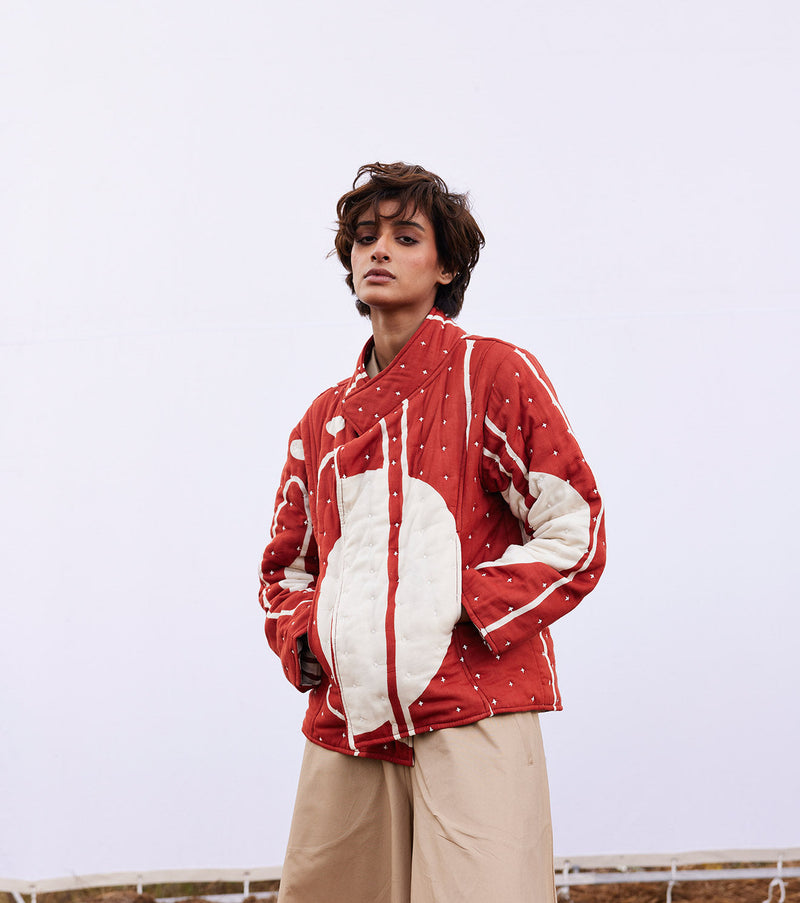 Redwood jacket cotton by Khara Kapas in red for women Worldwide