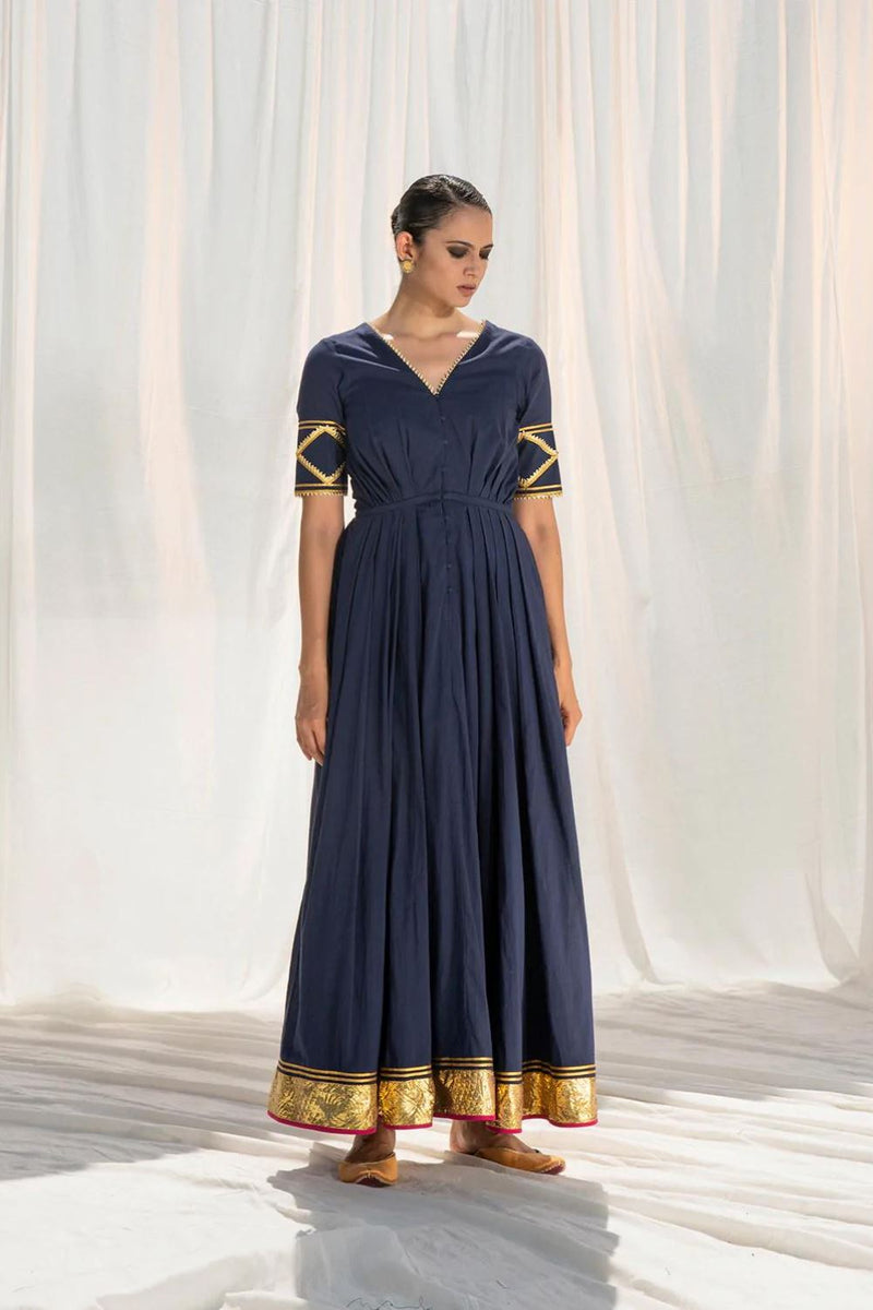 Rohma Pleated Gown Indo-Western Wear by Khara Kapas for women Worldwide
