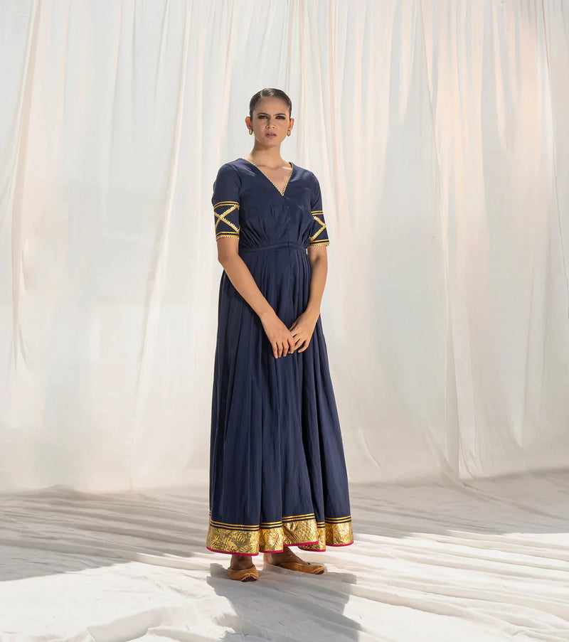 Rohma Pleated Gown Indo-Western Wear by Khara Kapas for women Worldwide