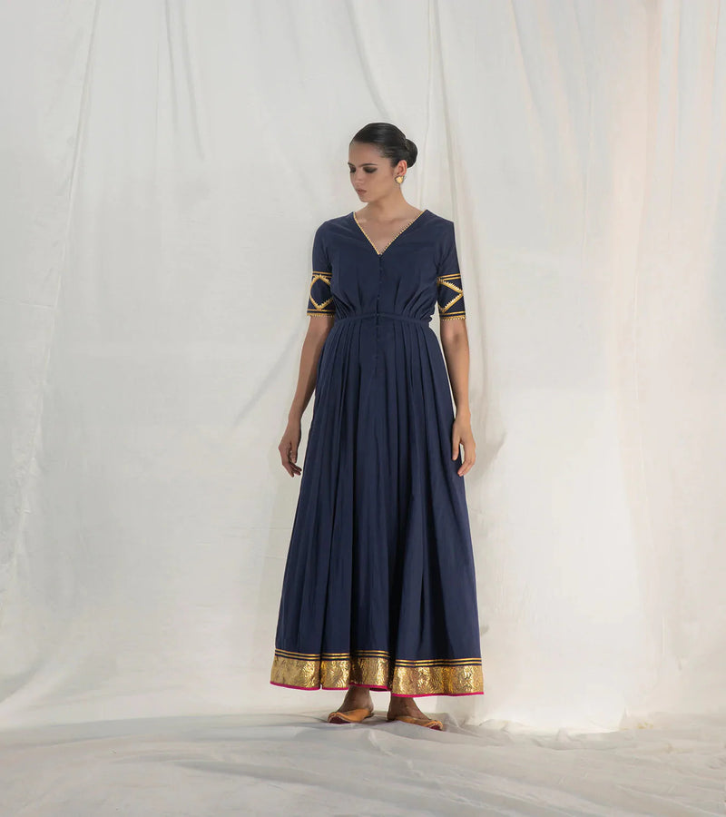 Rohma Pleated Gown Indo-Western Wear by Khara Kapas for women Worldwide