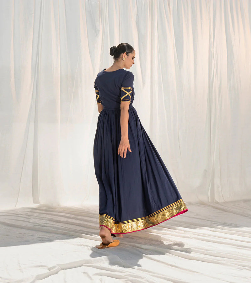 Rohma Pleated Gown Indo-Western Wear by Khara Kapas for women Worldwide