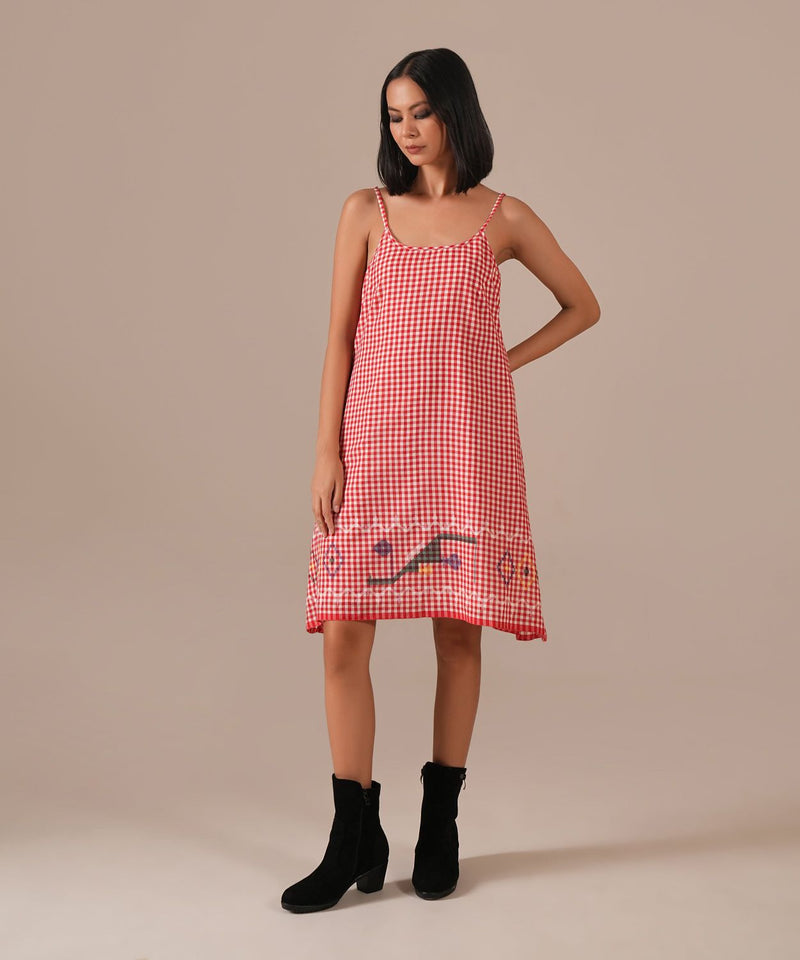 ROSE FLARE SET 100% cotton by Indigo Dreams in red color for women Worldwide