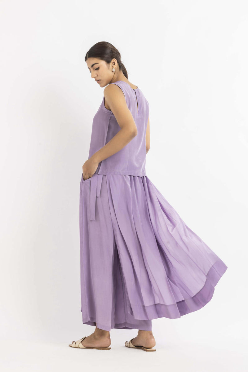 Round Neck Top Co-ord Lavender Bottoms,Co-ord Set,Top & Tunics by THREE for women Worldwide