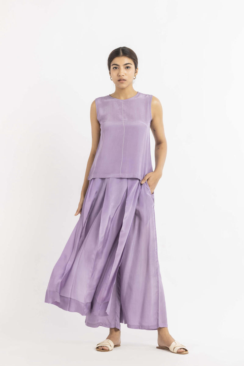 Round Neck Top Co-ord Lavender Bottoms,Co-ord Set,Top & Tunics by THREE for women Worldwide