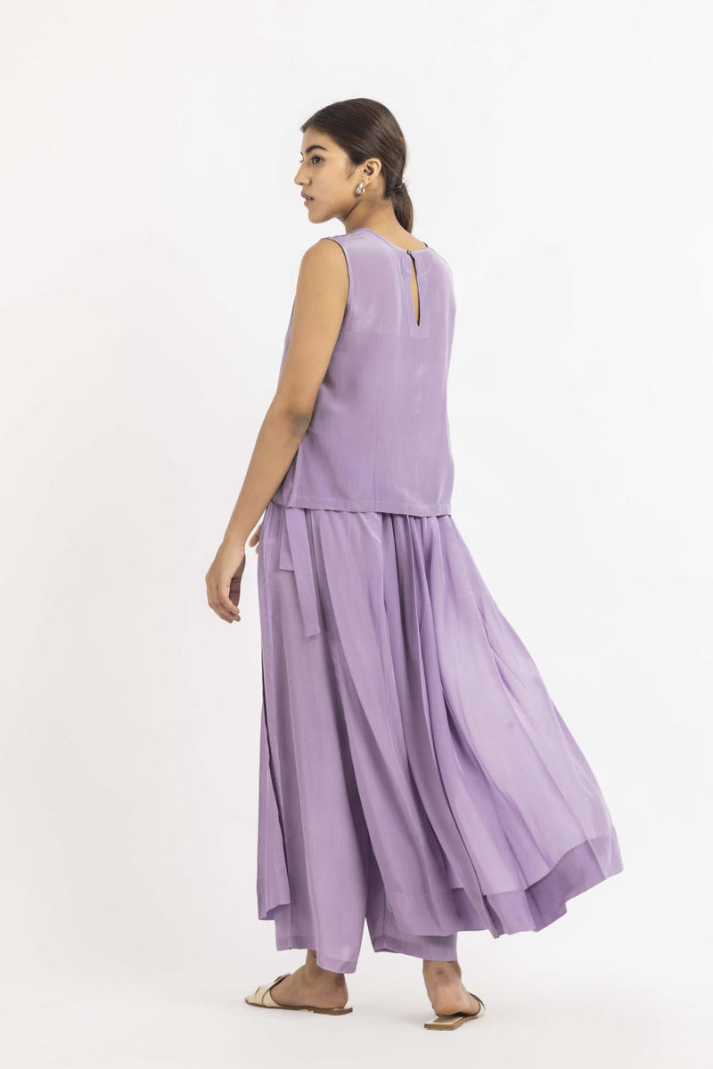Round Neck Top Co-ord Lavender Bottoms,Co-ord Set,Top & Tunics by THREE for women Worldwide