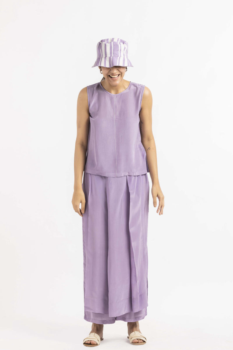 Round Neck Top Co-ord Lavender Bottoms,Co-ord Set,Top & Tunics by THREE for women Worldwide