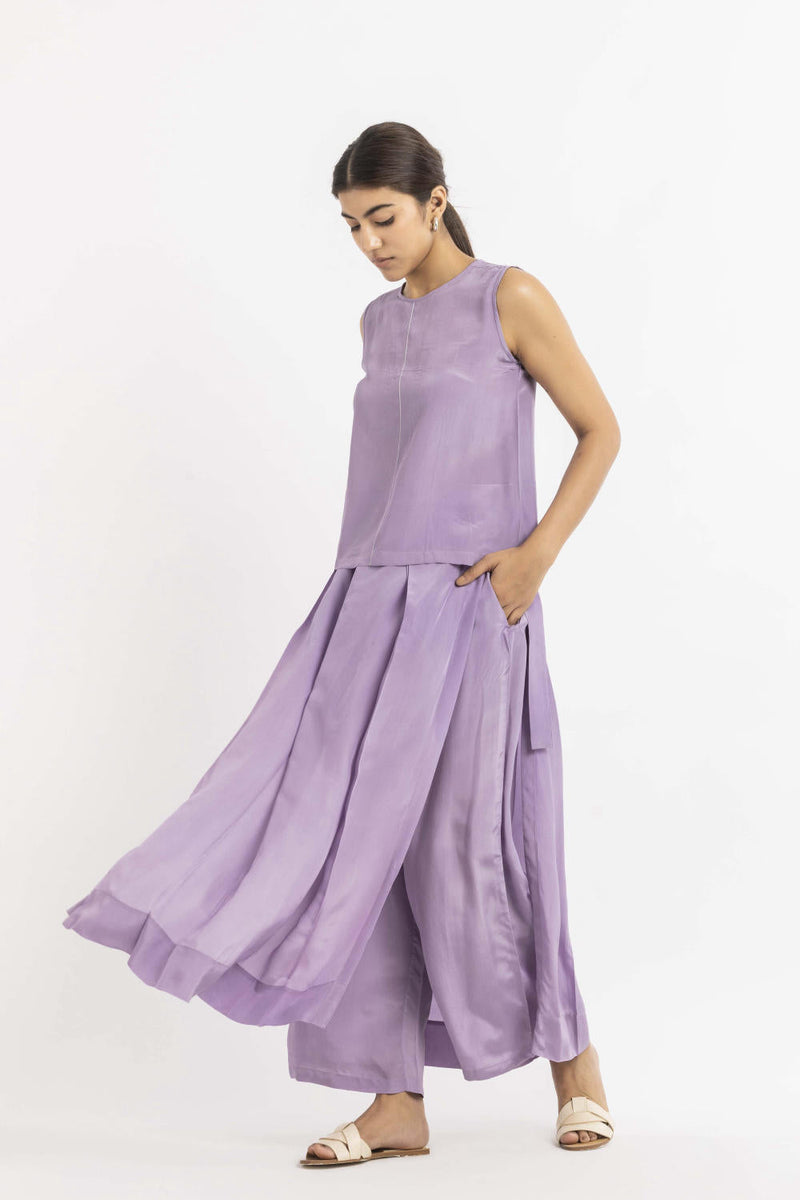 Round Neck Top Co-ord Lavender Bottoms,Co-ord Set,Top & Tunics by THREE for women Worldwide