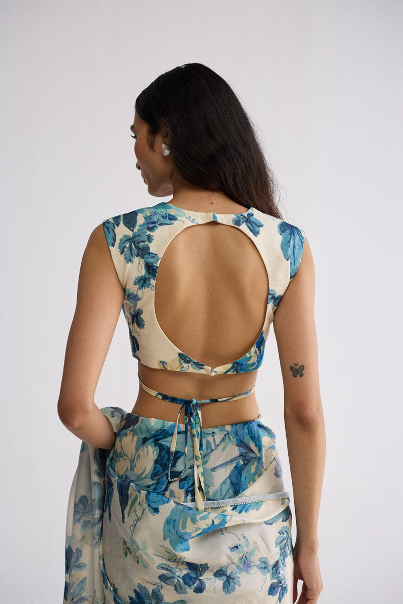 ROYAL PARADISE BLOUSE cotton cambric blouse by YAM in blue & white for women Worldwide