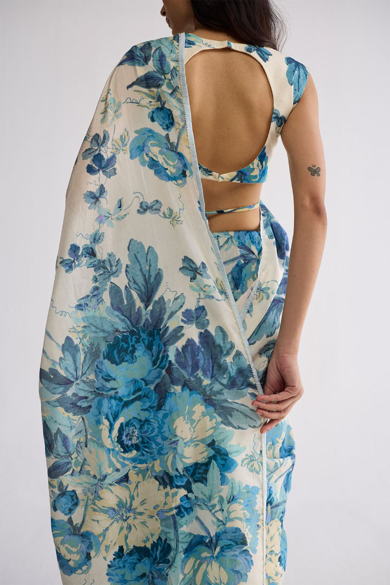ROYAL PARADISE BLOUSE cotton cambric blouse by YAM in blue & white for women Worldwide