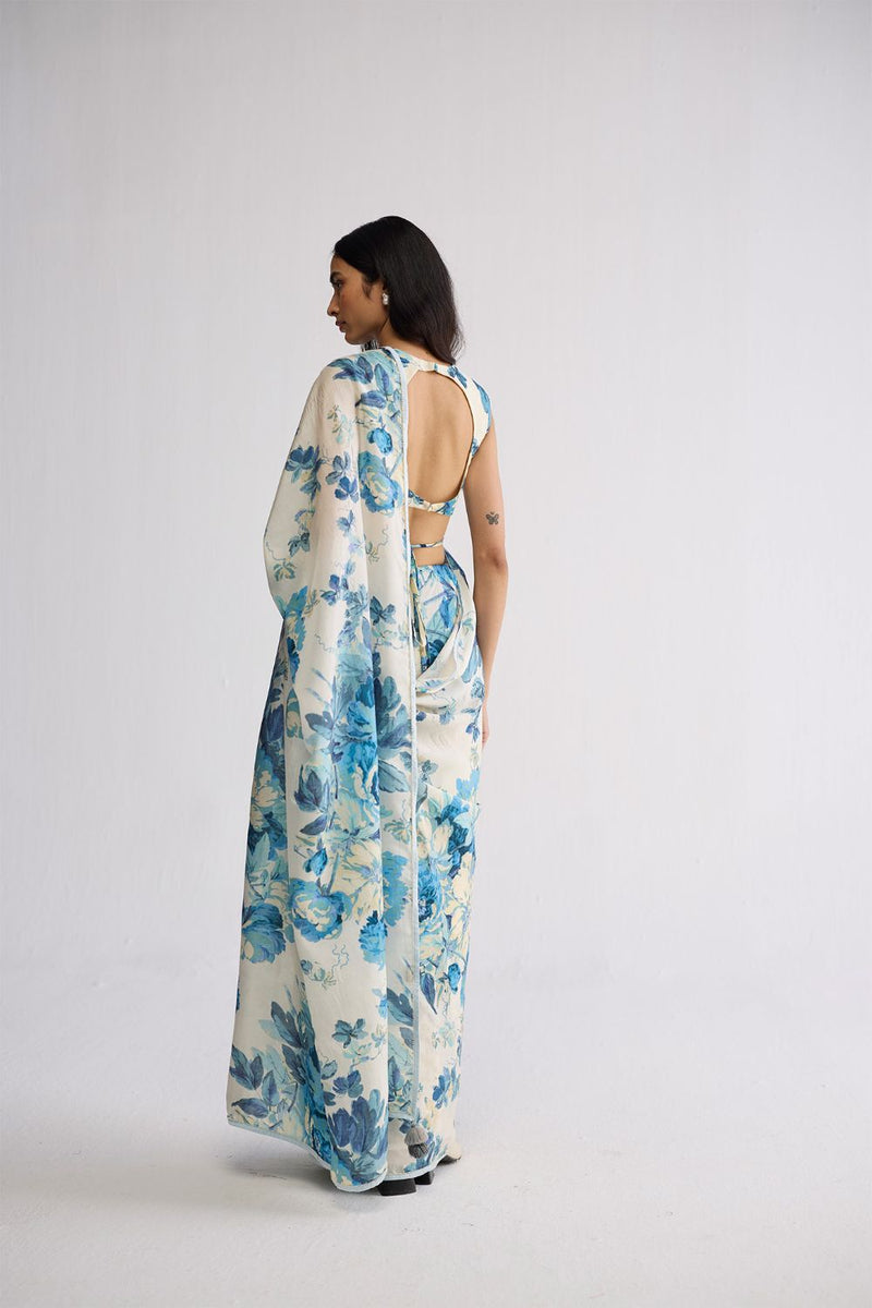 ROYAL PARADISE SILK SAREE silk saree by YAM in blue & white for women Worldwide