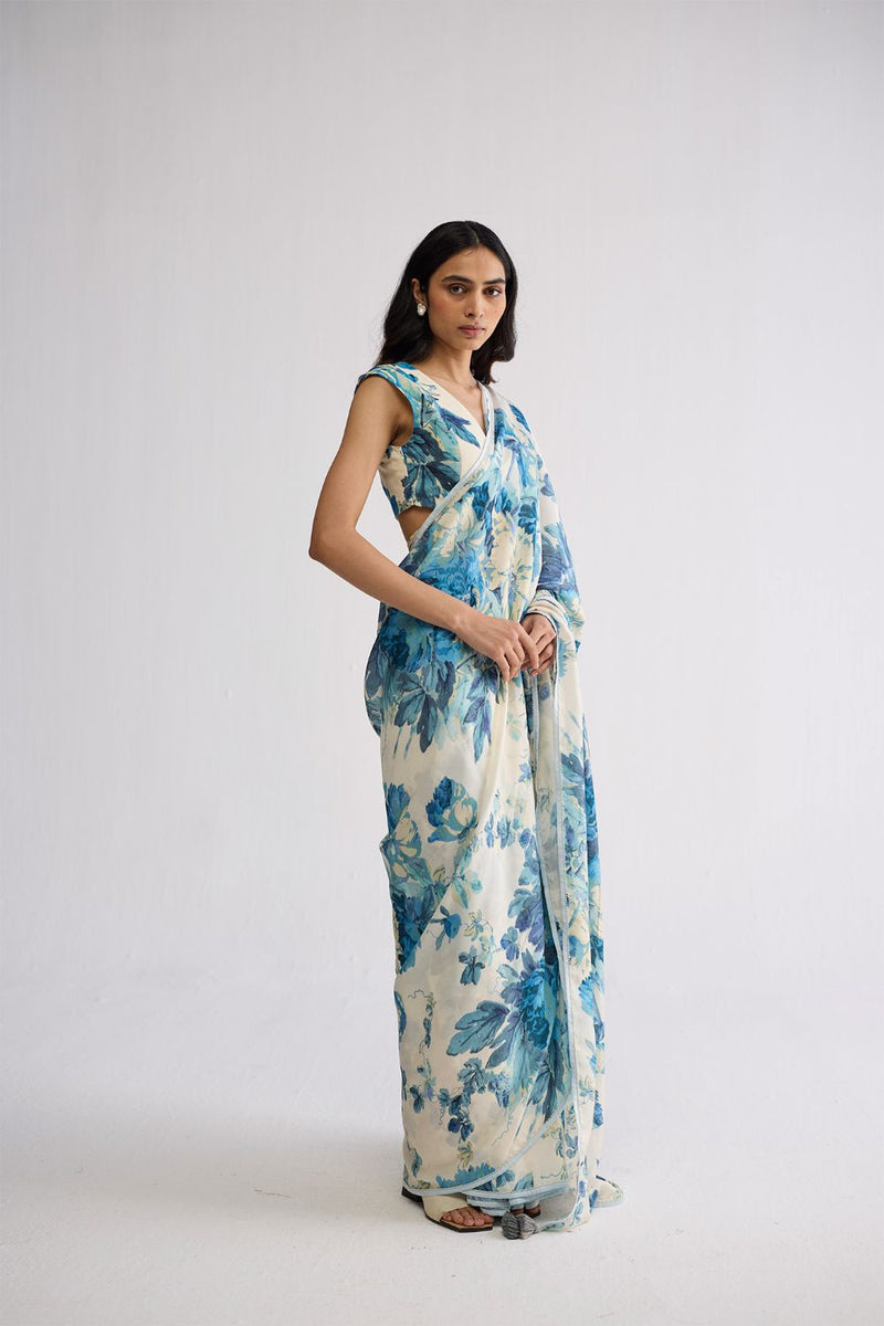 ROYAL PARADISE SILK SAREE silk saree by YAM in blue & white for women Worldwide