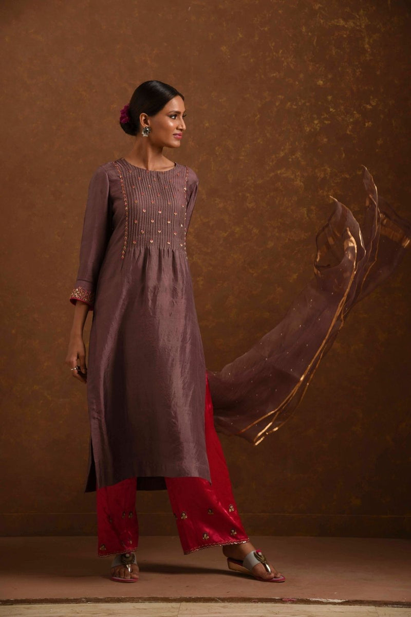 Ruhani Mocha-Pink Kurta Set by Priti Prashant for women Worldwide