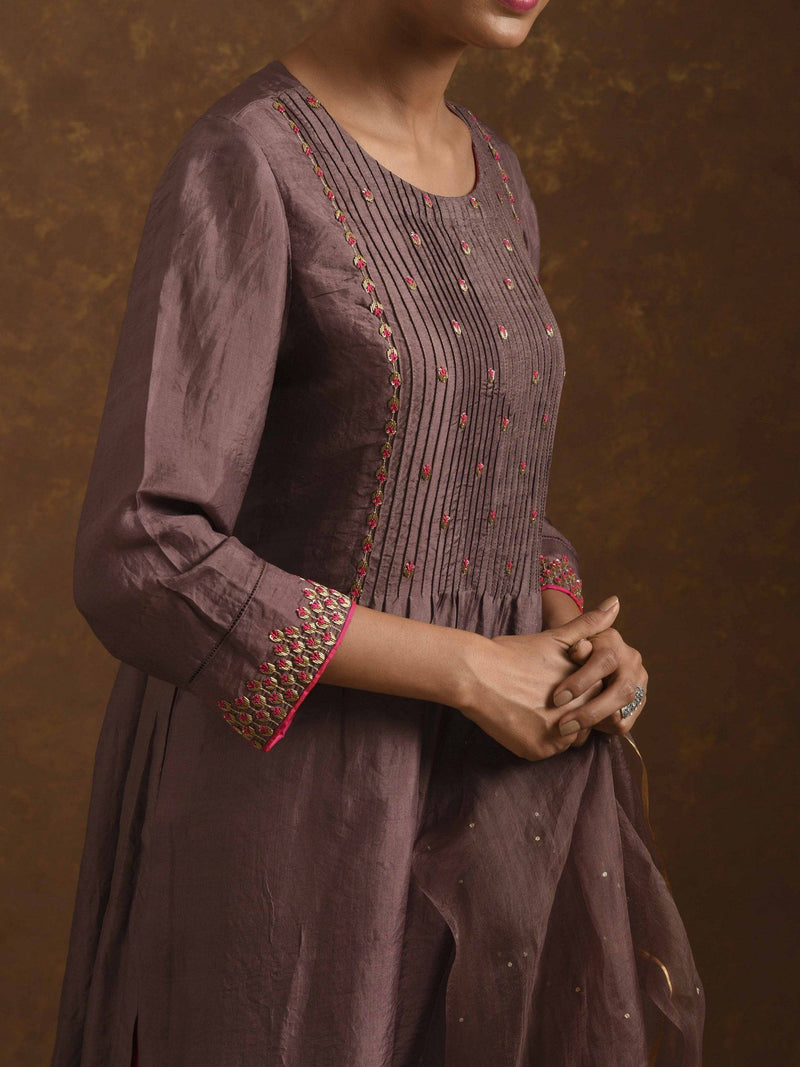 Ruhani Mocha-Pink Kurta Set by Priti Prashant for women Worldwide