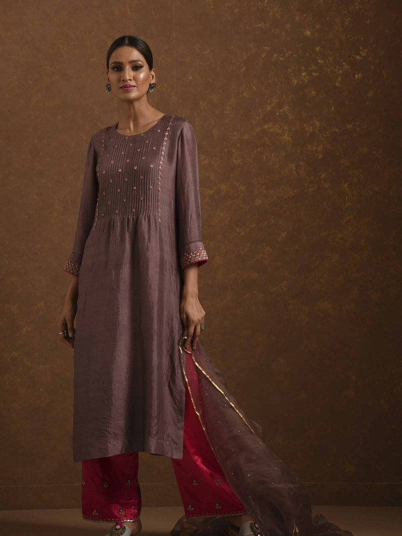 Ruhani Mocha-Pink Kurta Set by Priti Prashant for women Worldwide