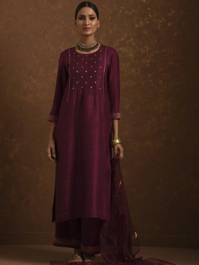 Ruhani Wine Kurta Set by Priti Prashant for women Worldwide