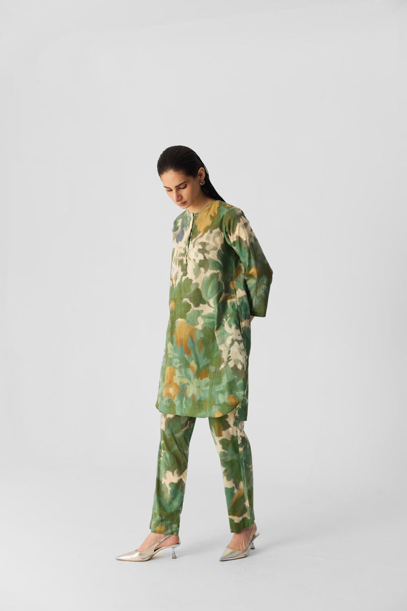 RUSI COTTON KURTA SET cotton by Yam in green color for women Worldwide