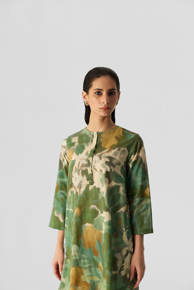 RUSI COTTON KURTA SET cotton by Yam in green color for women Worldwide