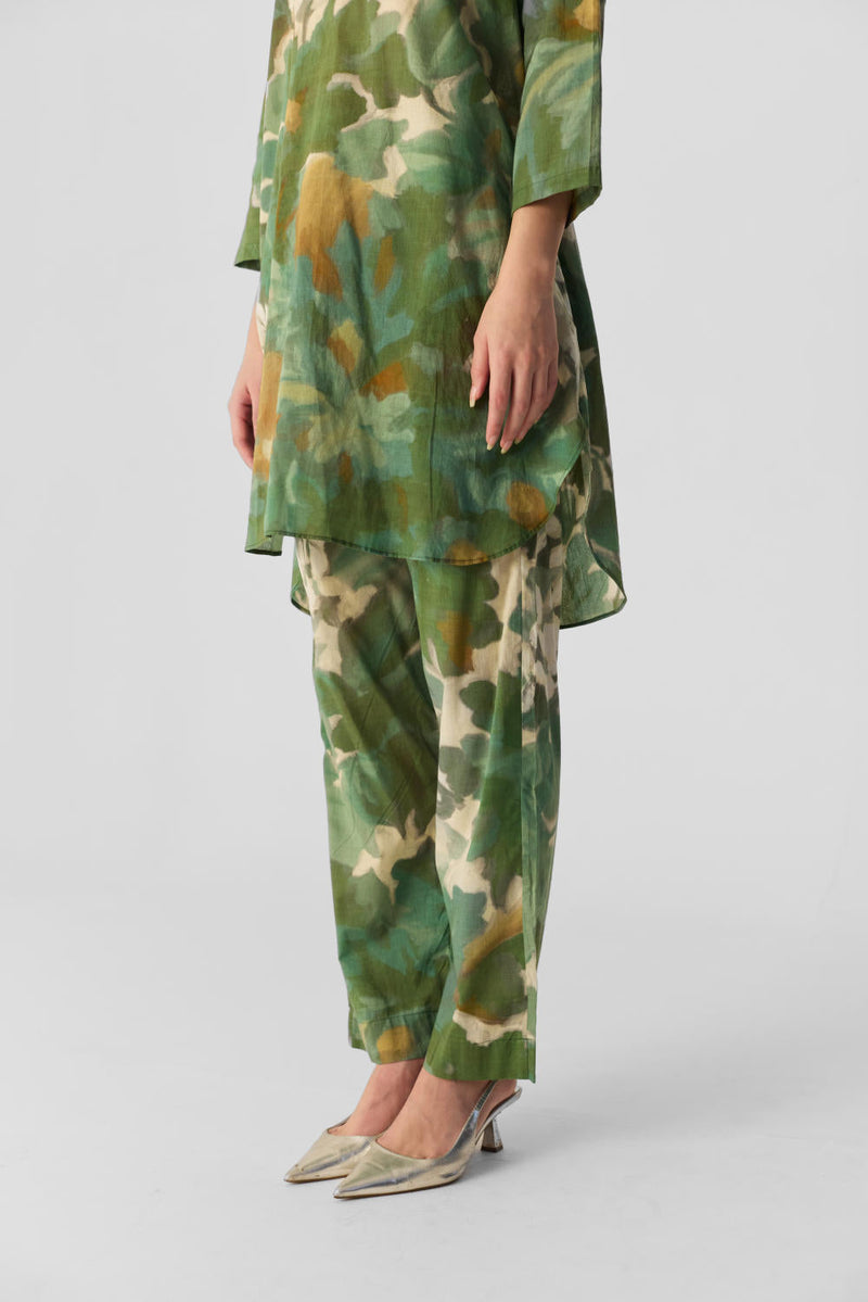 RUSI COTTON KURTA SET cotton by Yam in green color for women Worldwide
