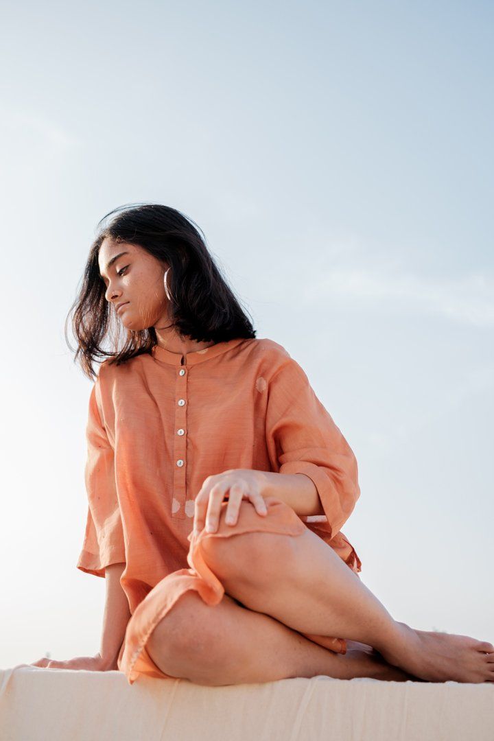 Rust Hayal Dress Dress by Nirjara for women Worldwide